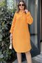 Women's Mustard Judge Collar, Folded Wide Sleeve, Midi & Oversize Cut, Loose Muslin Dress - 3