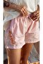 Women's Striped Cotton Polyester Elastic Waist Summer Shorts Pink - 2