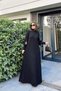 Women's Black High-Rise, Long Sleeve Cuff and Window Detail, A-Line, Loose, Long Dress - 5