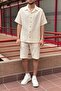 Men'S, Seersucker, Summer, Loose Fit, Linen Blend, Shirt-Shorts Set 297-g13 - 7