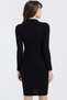 Women's Black Round Neck, Long Sleeve, Window Detail, Regular Cut, Mini Short Dress - 4