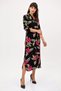 Women's Black Classic Collar Long Sleeve Floral Print Side Slit Maxi Length Long Comfortable and Casual Dress - 5