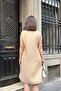 Beige Sleeveless Slit Collar Hidden Double Pocket A-Line Comfortable Midi Dress - 6