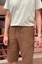 Male, Elastic Waist, Regular Fit, Muslin Weaving, 100% Cotton, Summer Shorts-Bermuda 303 - 6
