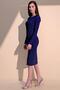 Women's Navy Blue Long Sleeve Quality Self Textured Fabric Gathered Back Knee Length Dress - 3