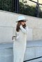Women's Beige Neck Collar, Slit Detail, Body Fitted, Knitwear Dress - 6