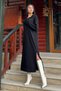 Black Polo Neck, Long Sleeve, Slit, Loose, Acrylic Knitted Long Dress - 5