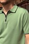 Male, Collar Strip Detail, Half Zip, Old Money Culture, Polo Collar T-Shirt 25Inppolo01 - 6