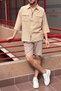 Male, Half Metal Zipper, Shirt Collar, Linen Blend, Woven, Oversize Shirt G12 - 6
