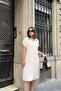 Beige Short Sleeve, Polo Collar, Textured Fabric, Basic Fit/Cut, Aerobin Comfortable Midi Dress - 4