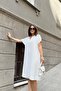 Ecru Short Sleeve, Polo Collar, Textured Fabric, Basic Fit/Cut, Aerobin Comfortable Midi Dress - 4