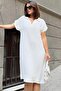 Ecru Short Sleeve, Polo Collar, Textured Fabric, Basic Fit/Cut, Aerobin Comfortable Midi Dress