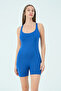 Swimmer Swimsuit Women's Solid Color with Cuffed Shorts Beach Pool Wide Strap - 2
