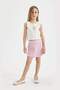 Printed Undershirt and Shorts Skirt Set for Girl - C5367A824Sm