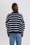 V-Neck Striped Wide Fit Knitwear Cardigan - Oversize D1425Ax24Sm - 4