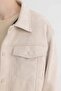 Suede Slim Fit Jacket - Slim Fit, Shirt Neck, Snap Pocket C7906Ax24Sp - 5