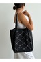 New Model Denim Fabric Flower Patterned Stone Quality Both Daily and Stylish Hand and Shoulder Bag - 2