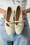 Genuine Patent Leather Plain Cross Strap Buckle Detail Daily Ballerinas - 4