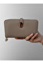 Mink Leather Women's Wallet Handbag with Phone Compartment and Gold Detail - 2