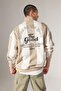Oversize Fit Wide Fit Stand Collar Half Zipper Printed Sweatshirt B1651Ax23Au - 4