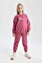 Girls' Printed Jogger Sweatpants with Laced Waist and Elastic Cuffs with Pockets B2548A823Wn - 3