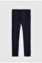 Ds Damat Slim Fit Navy Blue Dobby Side Elastic Waist Flexible Lycra Side Pocket Chino Trousers - 5