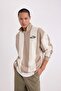 Oversize Fit Wide Fit Stand Collar Half Zipper Printed Sweatshirt B1651Ax23Au - 7