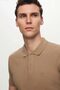 Regular Fit Mink Pique Textured 100% Cotton Non-Curling Polo Collar Embroidered T-Shirt - 4