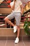 Men's Slim Fit Cotton Fabric Shorts with Embroidery Details 24Inp278 - 5