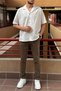 Men's, slim-fit, stretch fabric, washed, old money culture, pants 24INP277 - 7