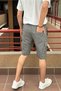 Men'S, Elastic Waist, Cargo Pocket, Cotton, Linen Woven, Lace-Up Shorts 24Inp287 - 6