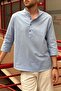 Men's Regular Fit Mandarin Collar Cotton Linen-Look Shirt 24INPG07 - 5