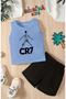 Footballer Printed Shorts Tee Unisex Children's Set