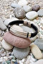 Black Rope Plated Steel Leather Men Bracelet Ei39Sy - 2