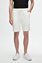 Ds Damat Slim Fit Ecru Comfortable Cotton Knitted Shorts with Elastic Waistband Detail