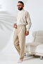 Men's Beige Relaxed Cut Elastic Waist Linen Hajj and Umrah Shalwar Trousers - 6