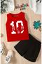Number 10 Footballer Printed Shorts Tee Unisex Children's Set