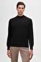 Black Cotton Blend - Half Fisherman Regular Fit Knitwear Sweater - 2