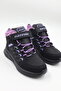 Girl's Woolen Purple Cold-Resistant Black Casual Boots - 3