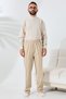 Men's Beige Relaxed Cut Elastic Waist Linen Hajj and Umrah Shalwar Trousers - 4