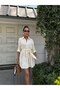 Trend Women's Processing Detailed Linen Fabric Belted Shirt Dress - 6