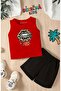 Leopard Lip Printed Shorts Tee Unisex Children's Set