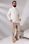 Men's Beige Çınar Relaxed Cut Elastic Waist Hajj and Umrah Linen Shalwar Trousers - 7