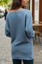 Blue Color Patterned, Flowy, Relaxed Fit, Loose Knitwear Sweater - 2