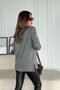 Women's Gray Neck Knitwear Sweater with Side Slits - 3