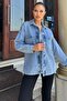 Blue Oversize Denim Pocket Buttoned Jacket Shirt
