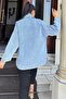 Blue Oversize Denim Pocket Buttoned Jacket Shirt - 3