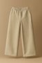 Girls' Matching Set: Girl with Hat, Printed T-shirt and Beige Wide-Leg Pants (Top and Bottom Set) - Ages 6-13 - 3