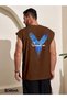 Paradise Blue Bird Printed Sleeveless T-Shirt