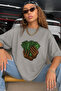 Unisex Black Oversize Printed Tshirt